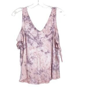 American Eagle Soft & Sexy Pink Tie Dye Off The Shoulder Shirt Sz M